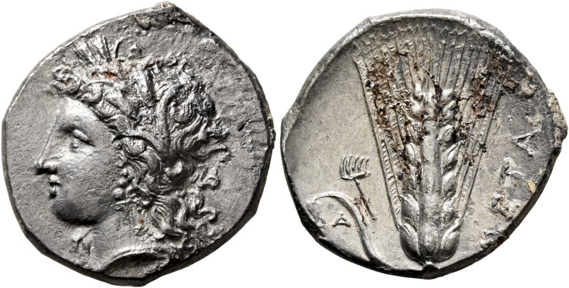 LUCANIA. Metapontion. Circa 330-290 BC. Didrachm or Nomos (Silver, 22 mm, 7.54 g...