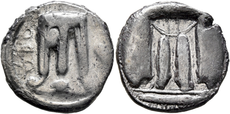 BRUTTIUM. Kroton. Circa 480-430 BC. Stater (Silver, 21 mm, 7.84 g, 12 h). ϘΡΟ Tr...
