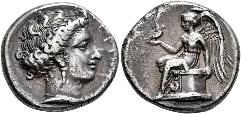 BRUTTIUM. Terina. Circa 400-356 BC. Didrachm or Nomos (Silver, 20 mm, 7.43 g, 12...