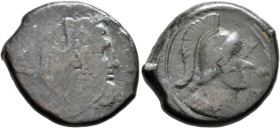 SICILY. Agyrion. Circa 317-280 BC. Dilitron (Bronze, 25 mm, 13.01 g, 6 h). Head of Athena (?) to right, wearing crested Attic helmet. Rev. [ΑΓΥΡΙΝΑΙΟΝ...