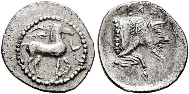 SICILY. Gela. Circa 465-450 BC. Litra (Silver, 12 mm, 0.72 g, 9 h). Horse standi...