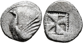 SICILY. Himera. Circa 530-520/15 BC. Obol (Silver, 12 mm, 0.89 g). Hen standing to left. Rev. Incuse square with mill-sail pattern. HGC 2, 427. Kraay ...