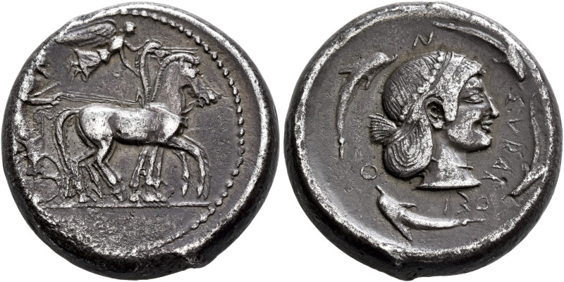 SICILY. Syracuse. Deinomenid Tyranny, 485-466 BC. Tetradrachm (Silver, 24 mm, 17...
