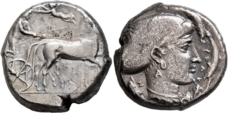 SICILY. Syracuse. Second Democracy, 466-405 BC. Tetradrachm (Silver, 23 mm, 17.0...