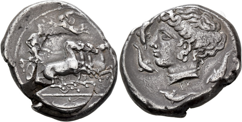 SICILY. Syracuse. Second Democracy, 466-405 BC. Tetradrachm (Silver, 25 mm, 17.0...