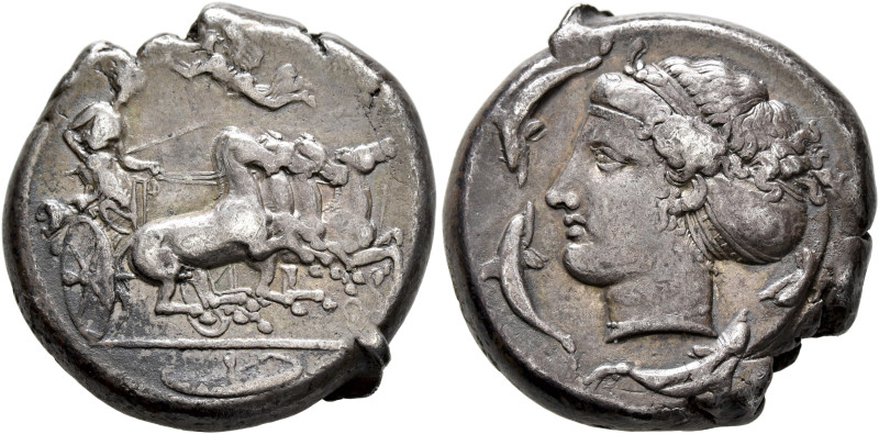SICILY. Syracuse. Second Democracy, 466-405 BC. Tetradrachm (Silver, 24 mm, 17.1...