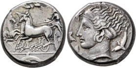 SICILY. Syracuse. Dionysios I, 405-367 BC. Tetradrachm (Silver, 23 mm, 17.10 g, 2 h), unsigned dies in the style of Eukleidas, circa 399-387. Chariote...