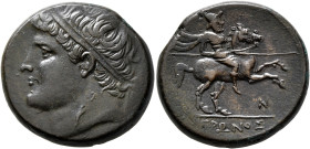 SICILY. Syracuse. Hieron II, 275-215 BC. AE (Bronze, 27 mm, 17.10 g, 12 h). Diademed head of Hieron II to left. Rev. [Ι]ΕΡΩΝΟΣ Helmeted cavalryman rid...