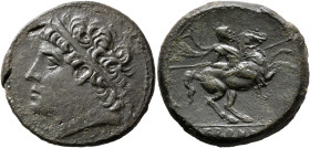SICILY. Syracuse. Hieron II, 275-215 BC. AE (Bronze, 28 mm, 16.55 g, 12 h). Diademed head of Hieron II to left. Rev. [Ι]ΕΡΩΝΟ[Σ] Helmeted cavalryman r...