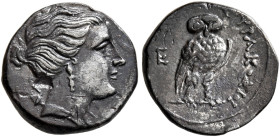 SICILY. Syracuse. Time of Hieron II, 216-215/4 BC. 1 1/2 Litra (Silver, 12 mm, 1.07 g, 6 h), in the name of the Syrakosioi. Bust of Artemis to right, ...