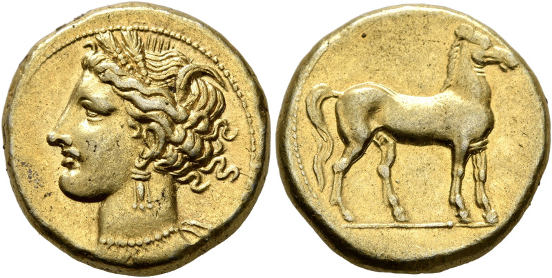 CARTHAGE. Circa 290-270 BC. Stater (Electrum, 18 mm, 7.37 g, 12 h). Head of Tani...