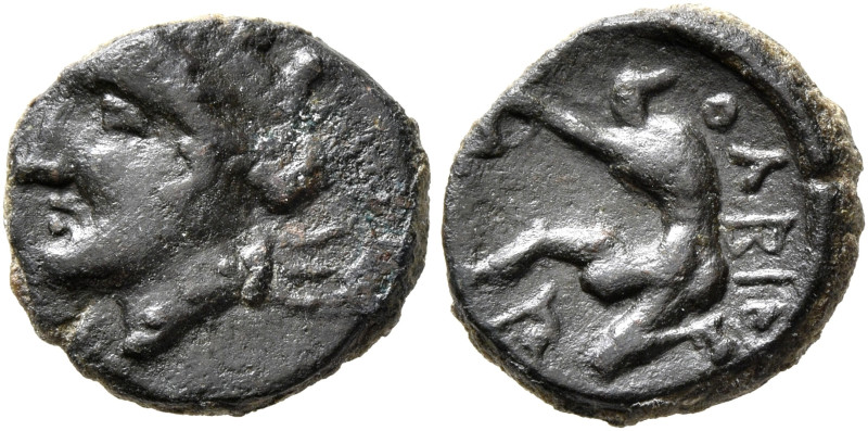 SKYTHIA. Olbia. Circa 300-275 BC. AE (Bronze, 13 mm, 1.79 g, 1 h). Head of Tyche...