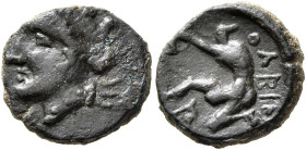 SKYTHIA. Olbia. Circa 300-275 BC. AE (Bronze, 13 mm, 1.79 g, 1 h). Head of Tyche to left, wearing mural crown and wreath. Rev. ΟΛΒΙΟ Archer kneeling l...