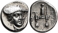 THRACE. Ainos. Circa 357-342/1 BC. Drachm (Silver, 17 mm, 3.80 g, 12 h). Head of Hermes facing slightly to right, wearing petasos. Rev. AINION Archaic...