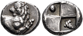 THRACE. Chersonesos. Circa 386-338 BC. Hemidrachm (Silver, 11.4 mm, 2.45 g). Forepart of a lion to right, head turned back to left. Rev. Quadripartite...