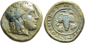 THRACE. Maroneia. Circa 240/39-200 BC. AE (Bronze, 18 mm, 5.71 g, 11 h), Pythonikos, magistrate. Head of youthful Dionysos with long hair to right, we...