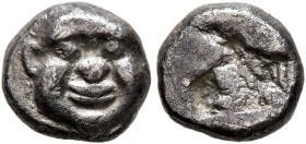 THRACO-MACEDONIAN REGION. Uncertain. Circa 500-480 BC. Obol (Silver, 8 mm, 1.00 g). Facing male head. Rev. Rough incuse square punch. Cf. Klein 155 an...