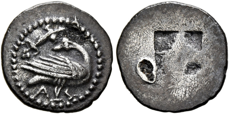 MACEDON. Eion. Circa 460-400 BC. Obol (Silver, 12 mm, 0.76 g). Goose standing ri...