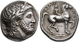 KINGS OF MACEDON. Philip II, 359-336 BC. Tetradrachm (Silver, 24 mm, 14.45 g), Pella, circa 342/1-337/6. Laureate head of Zeus to right. Rev. ΦΙΛΙΠΠΟΥ...