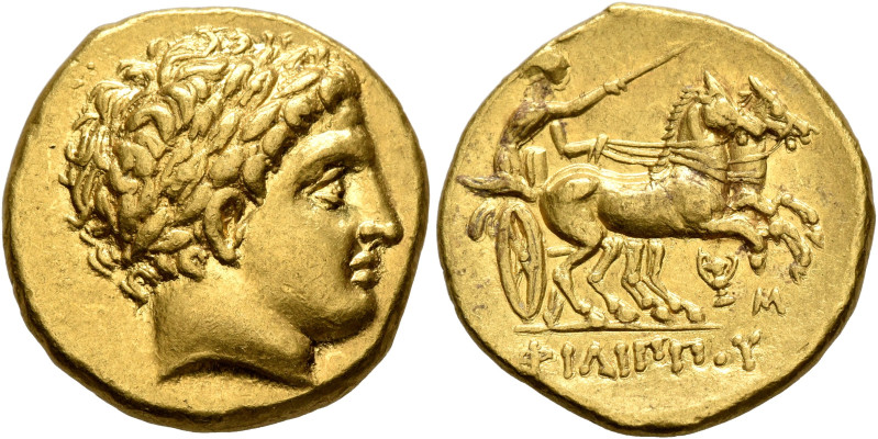 KINGS OF MACEDON. Philip II, 359-336 BC. Stater (Gold, 19 mm, 8.60 g, 1 h), Pell...