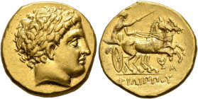 KINGS OF MACEDON. Philip II, 359-336 BC. Stater (Gold, 19 mm, 8.60 g, 1 h), Pella, struck under Kassander, circa 317/6-315/4. Laureate head of Apollo ...