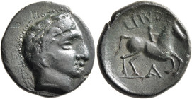 KINGS OF MACEDON. Philip II, 359-336 BC. AE (Bronze, 17 mm, 3.66 g, 12 h), a contemporary imitation, irregular mint. Diademed head of Apollo to right....
