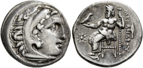 KINGS OF MACEDON. Alexander III ‘the Great’, 336-323 BC. Drachm (Silver, 19 mm, 4.26 g, 12 h), Kolophon, struck under Menander or Kleitos, circa 322-3...