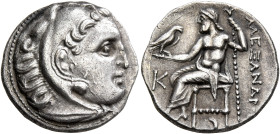 KINGS OF MACEDON. Alexander III ‘the Great’, 336-323 BC. Drachm (Silver, 18 mm, 4.04 g, 12 h), Kolophon, struck under Antigonos I Monophthalmos, circa...