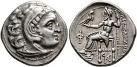 KINGS OF MACEDON. Alexander III ‘the Great’, 336-323 BC. Drachm (Silver, 18 mm, 4.20 g, 12 h), Kolophon, struck under Antigonos I Monophthalmos, circa...