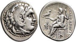 KINGS OF MACEDON. Alexander III ‘the Great’, 336-323 BC. Drachm (Silver, 18 mm, 4.28 g, 1 h), Magnesia ad Maeandrum, struck under Antigonos I Monophth...