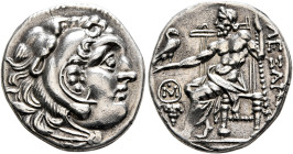 KINGS OF MACEDON. Alexander III ‘the Great’, 336-323 BC. Drachm (Silver, 18 mm, 4.10 g, 12 h), Chios, circa 290-275. Head of Herakles to right, wearin...