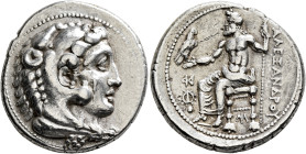 KINGS OF MACEDON. Alexander III ‘the Great’, 336-323 BC. Tetradrachm (Silver, 27 mm, 17.13 g, 1 h), Myriandros, struck under Menes or Philotas, circa ...