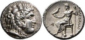 KINGS OF MACEDON. Alexander III ‘the Great’, 336-323 BC. Tetradrachm (Silver, 27 mm, 17.19 g, 12 h), Arados, struck under Ptolemy I as satrap, circa 3...