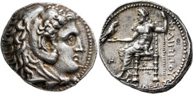 KINGS OF MACEDON. Philip III Arrhidaios, 323-317 BC. Tetradrachm (Silver, 28 mm, 17.18 g, 10 h), Babylon, struck under Archon, Dokimos, or Seleukos I,...