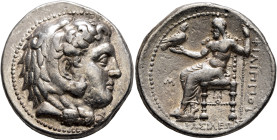 KINGS OF MACEDON. Philip III Arrhidaios, 323-317 BC. Tetradrachm (Silver, 27 mm, 17.00 g, 9 h), Babylon, struck under Archon, Dokimos, or Seleukos I, ...