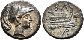KINGS OF MACEDON. Demetrios I Poliorketes, 306-283 BC. AE (Bronze, 16 mm, 2.47 g, 12 h), uncertain mint in Caria (?), circa 290-283. Head of Athena to...