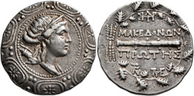MACEDON (ROMAN PROTECTORATE), Republican period. First Meris. Circa 167-149 BC. Tetradrachm (Silver, 31 mm, 16.79 g, 12 h), Amphipolis. Diademed and d...