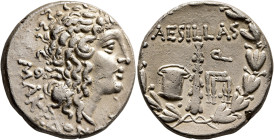 MACEDON (ROMAN PROVINCE). Aesillas, quaestor, circa 95-70 BC. Tetradrachm (Silver, 27 mm, 15.69 g, 12 h), uncertain mint in Macedon. MAKEΔONΩN Head of...