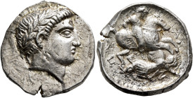 KINGS OF PAEONIA. Patraos, circa 335-315 BC. Tetradrachm (Silver, 25 mm, 12.88 g, 8 h), Astibos or Damastion. Laureate head of Apollo to right. Rev. Π...
