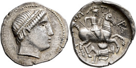 KINGS OF PAEONIA. Patraos, circa 335-315 BC. Tetradrachm (Silver, 25 mm, 9.58 g, 2 h), a contemporary imitation. Laureate head of Apollo to right. Rev...