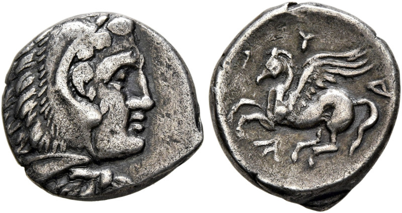 ILLYRIA. Dyrrhachion. Circa 344-300 BC. Drachm (Silver, 14 mm, 1.67 g, 3 h). Hea...