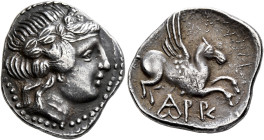 KORKYRA. Korkyra. Roman rule, circa 229-48 BC. Didrachm (Silver, 17 mm, 4.71 g). Head of Dionysos to right, wearing wreath of ivy. Rev. Pegasos flying...