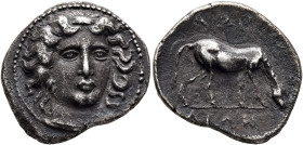 THESSALY. Larissa. Circa 380-365 BC. Drachm (Silver, 21 mm, 5.65 g, 12 h). Head of the nymph Larissa facing slightly to right, wearing ampyx. Rev. ΛΑΡ...