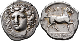 THESSALY. Larissa. Circa 356-342 BC. Stater (Silver, 24 mm, 12.08 g, 12 h). Head of the nymph Larissa facing slightly to left, wearing ampyx, pendant ...
