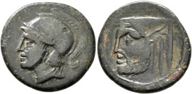 AKARNANIA, Federal Coinage (Akarnanian Confederacy). Circa 250-220 BC. AE (Bronze, 21 mm, 5.11 g, 10 h). Head of Athena to left, wearing crested Attic...