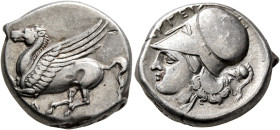 AKARNANIA. Argos Amphilochikon. Circa 340-300 BC. Stater (Silver, 21 mm, 8.47 g, 12 h). A Pegasos flying left. Rev. APΓEI Head of Athena to left, wear...