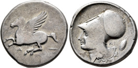 AKARNANIA. Argos Amphilochikon. Circa 330-280 BC. Stater (Silver, 23 mm, 8.31 g, 5 h). Pegasos flying left; below, A. Rev. Head of Athena to left, wea...