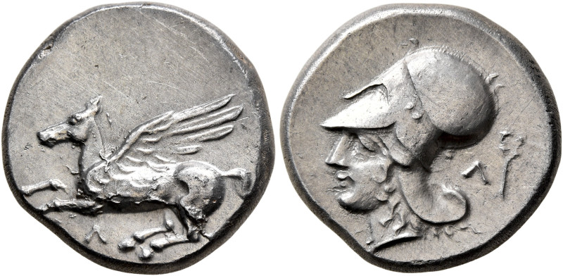 AKARNANIA. Leukas. Circa 350-320 BC. Stater (Silver, 20 mm, 8.52 g, 9 h). Λ Pega...