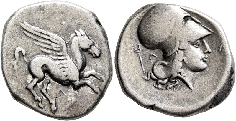 AKARNANIA. Leukas. Circa 350-320 BC. Stater (Silver, 22 mm, 8.53 g, 3 h). Pegaso...