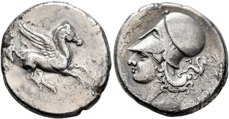 AKARNANIA. Leukas. Circa 350-320 BC. Stater (Silver, 21 mm, 8.24 g, 11 h). Λ Peg...